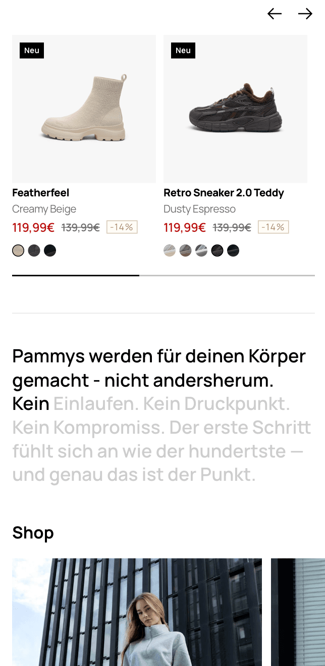 Screenshot einer Shopify-Produktseite